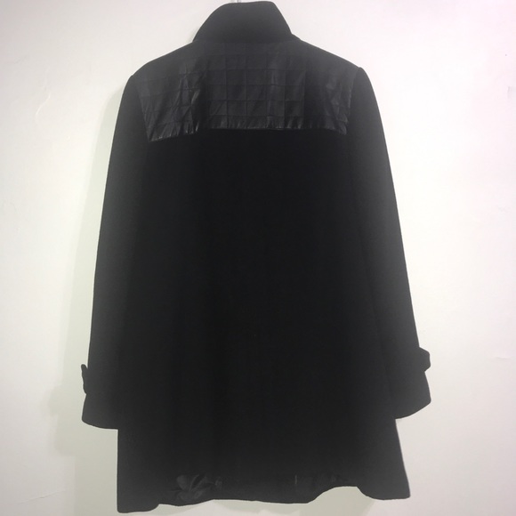 Ellen Tracy Wool Coat With Faux Leather - Picture 5 of 8